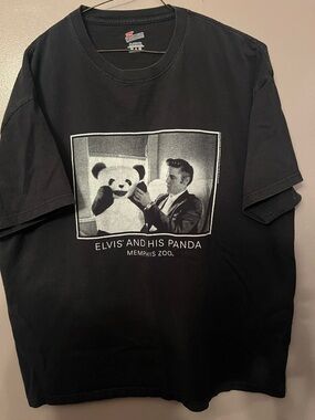 Black Graphic Shirt Memphis Zoo Elvis & Panda Vintage Licensed Size XL
